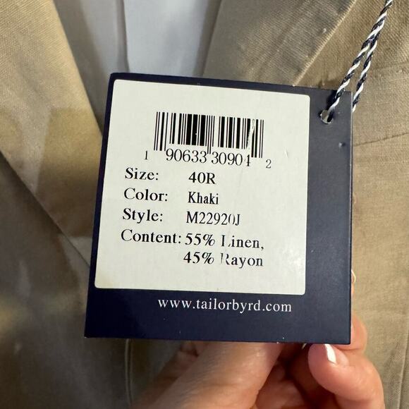 NWT TailorByrd Collection Men’s Linen-Blend Sport Coat Blazer Beige  Size 40R - Picture 8 of 12